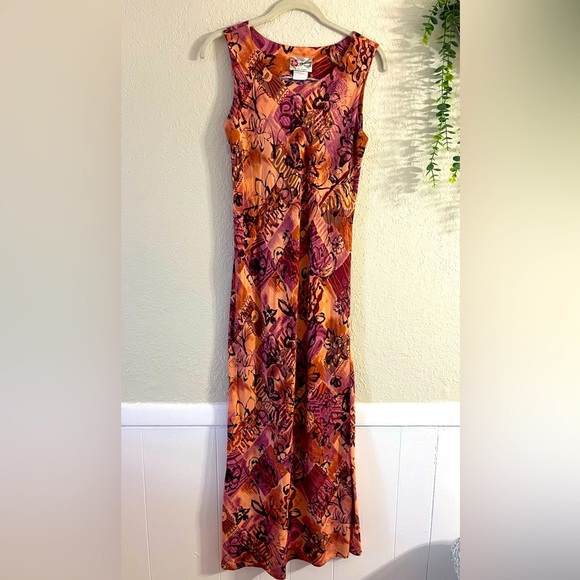 VTG Hilo Hattie Hawaiian Maxi Dress Women Size 6 Pink Orange Floral Long - Picture 1 of 9